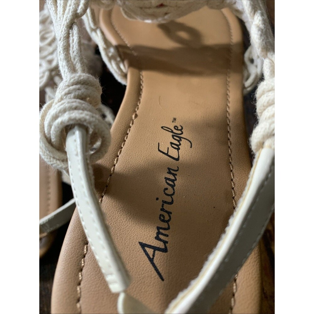 American Eagle Crocheted Cream Sandals Womens 9.5 Thong Summer Boho Beach Cute - Picture 3 of 8